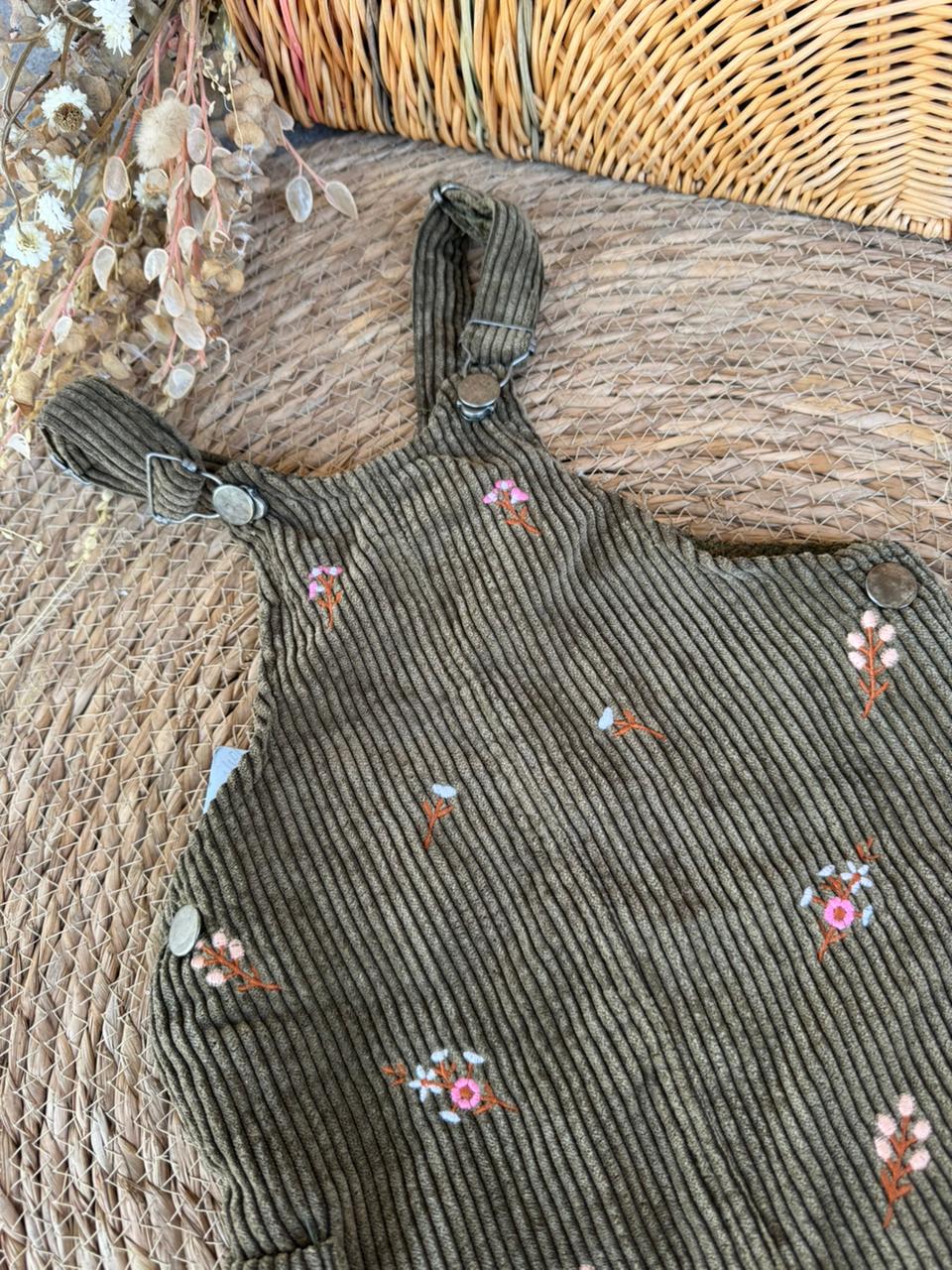 corduroy pinafore dress-sage green