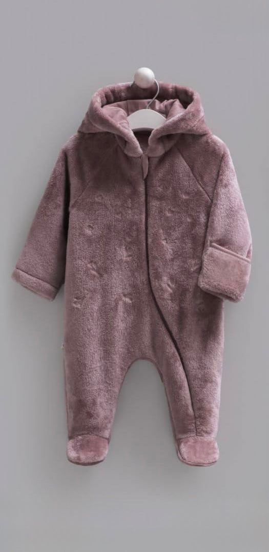 Luxury Plush Hooded Baby Velvet Overall-Purple