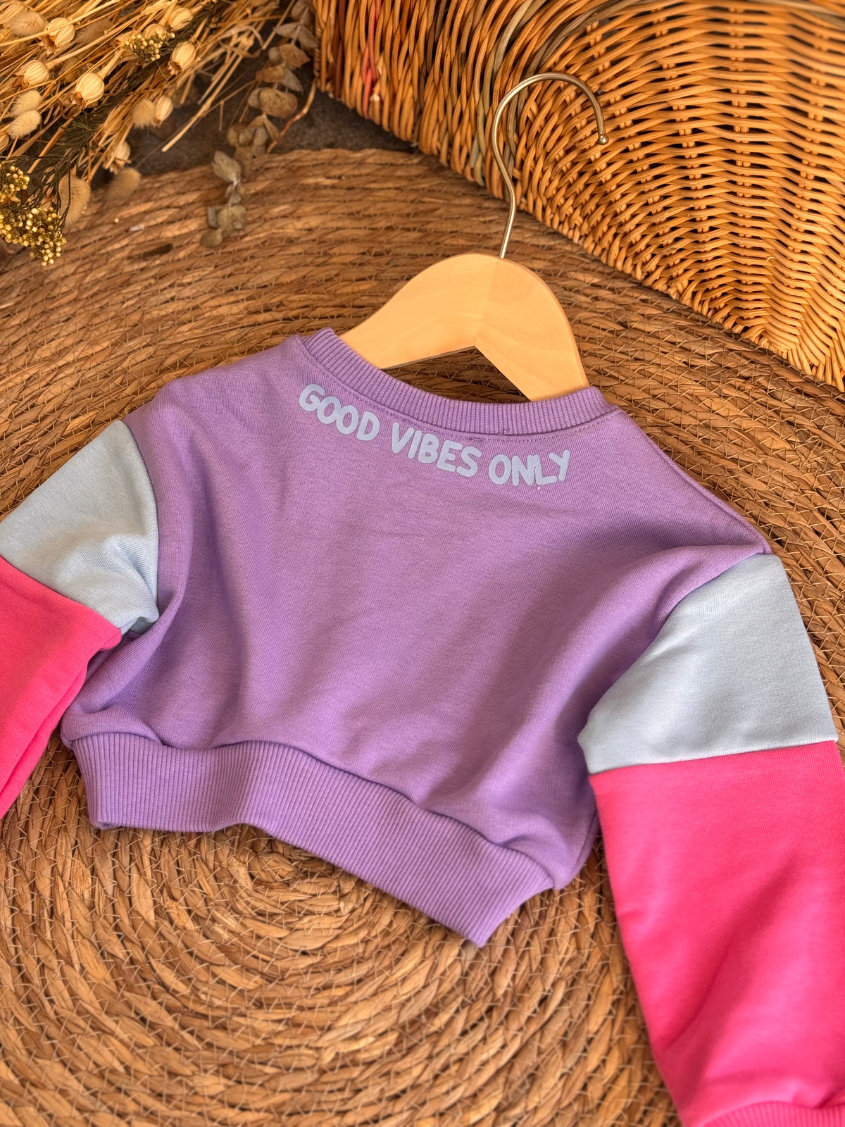Colorblock Pop Sweatshirt-Purple,Pink & Blue