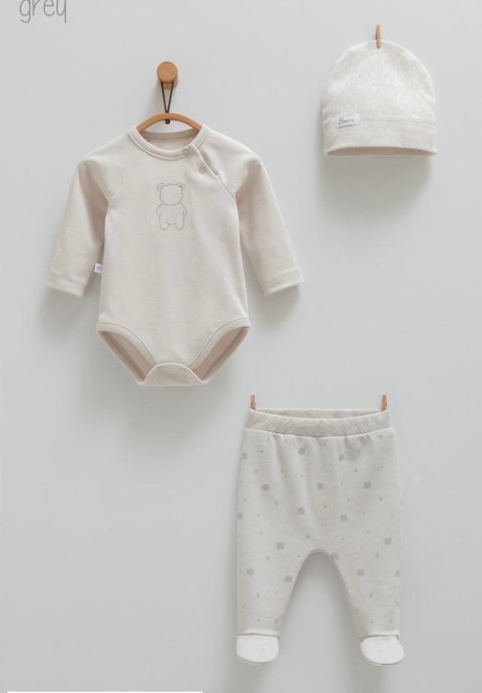 Polka Bears Set Of 3pcs-Grey