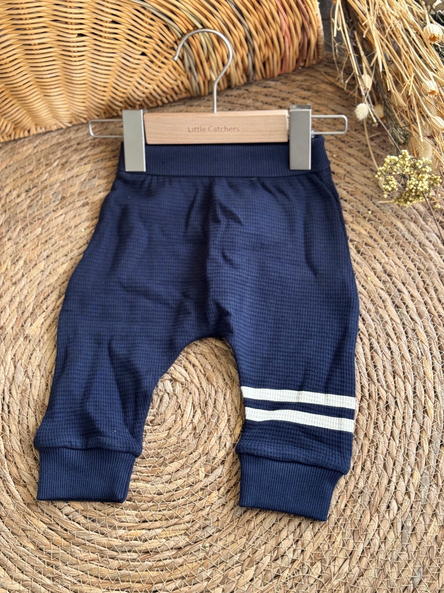 Stipe Baby Jogger Pants-Navy Blue