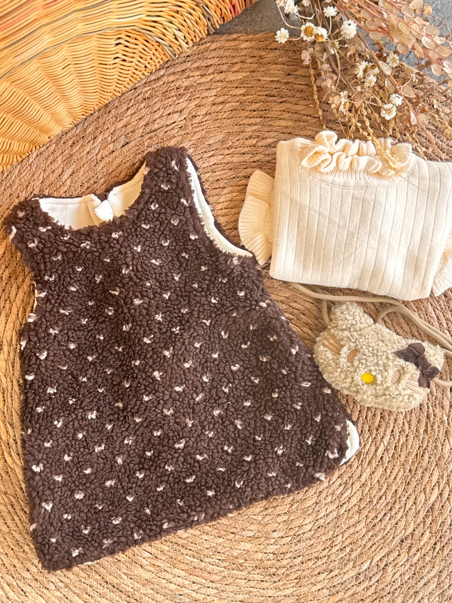 Cozy Cocoa Kitty Pinafore Set