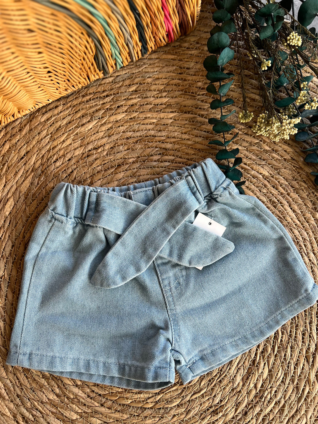 Casual Denim Short With Bow