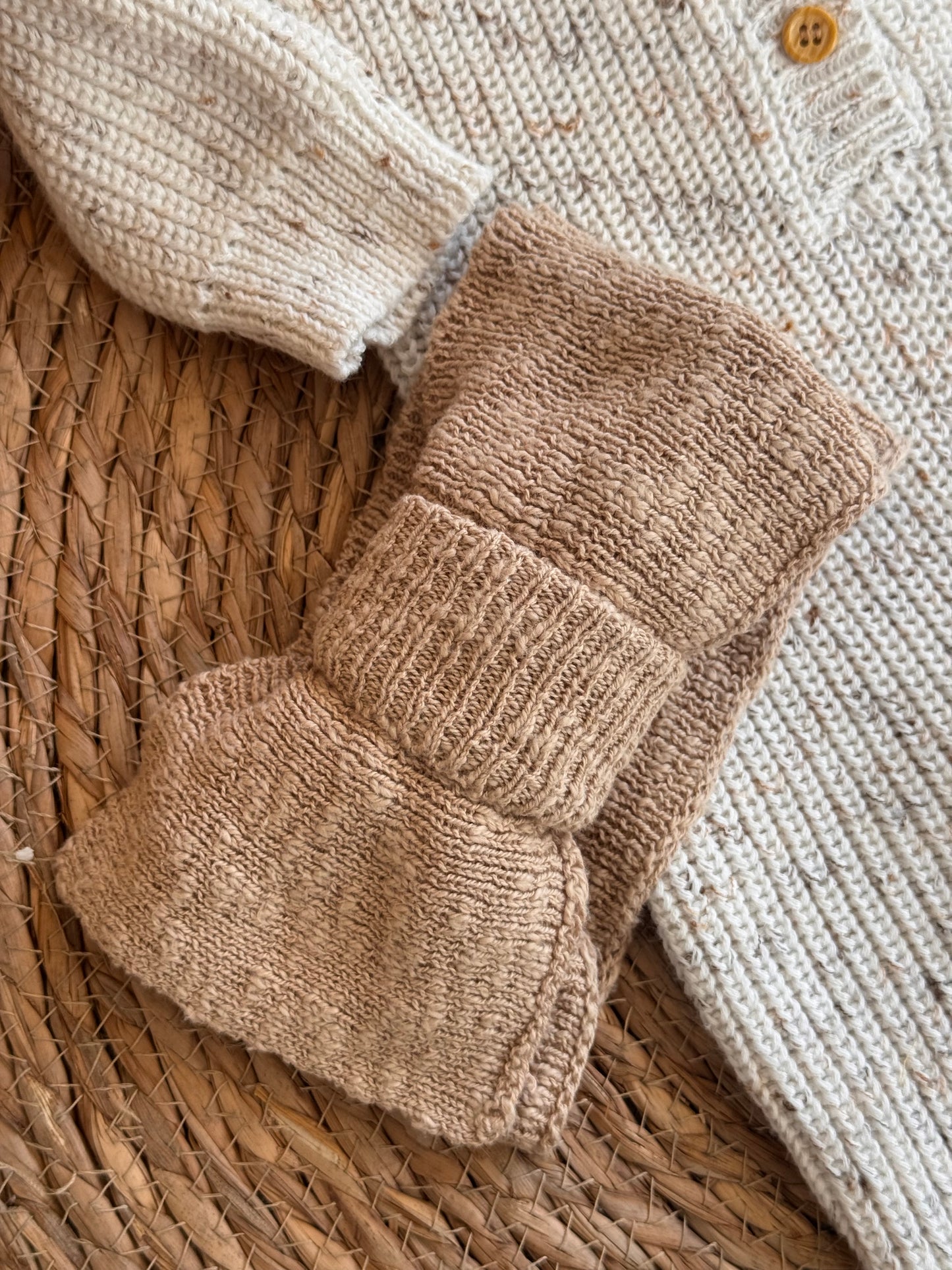 Oat Knit Set Headband & Socks-Beige