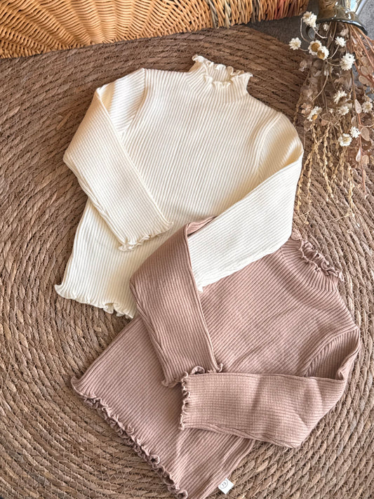 Soft Ribbed Ruffle Top