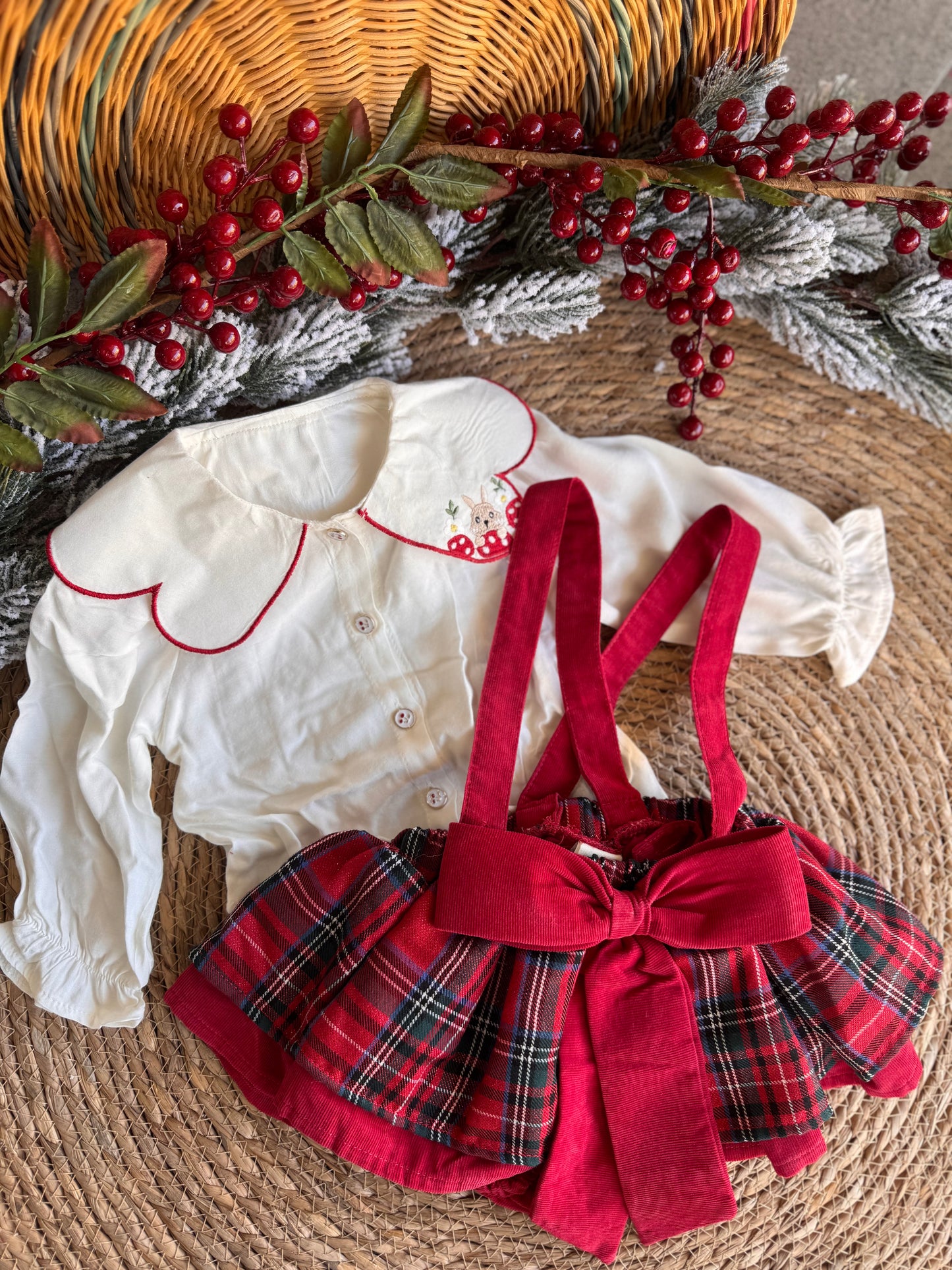 Little Christmas Plaid Dress Set – Red & White