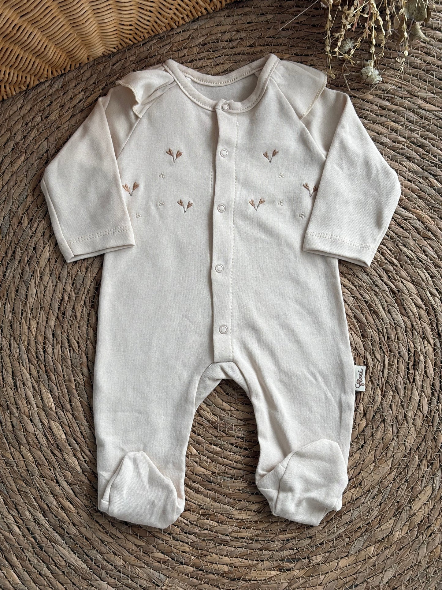 Meadow Ruffle Overall-Beige