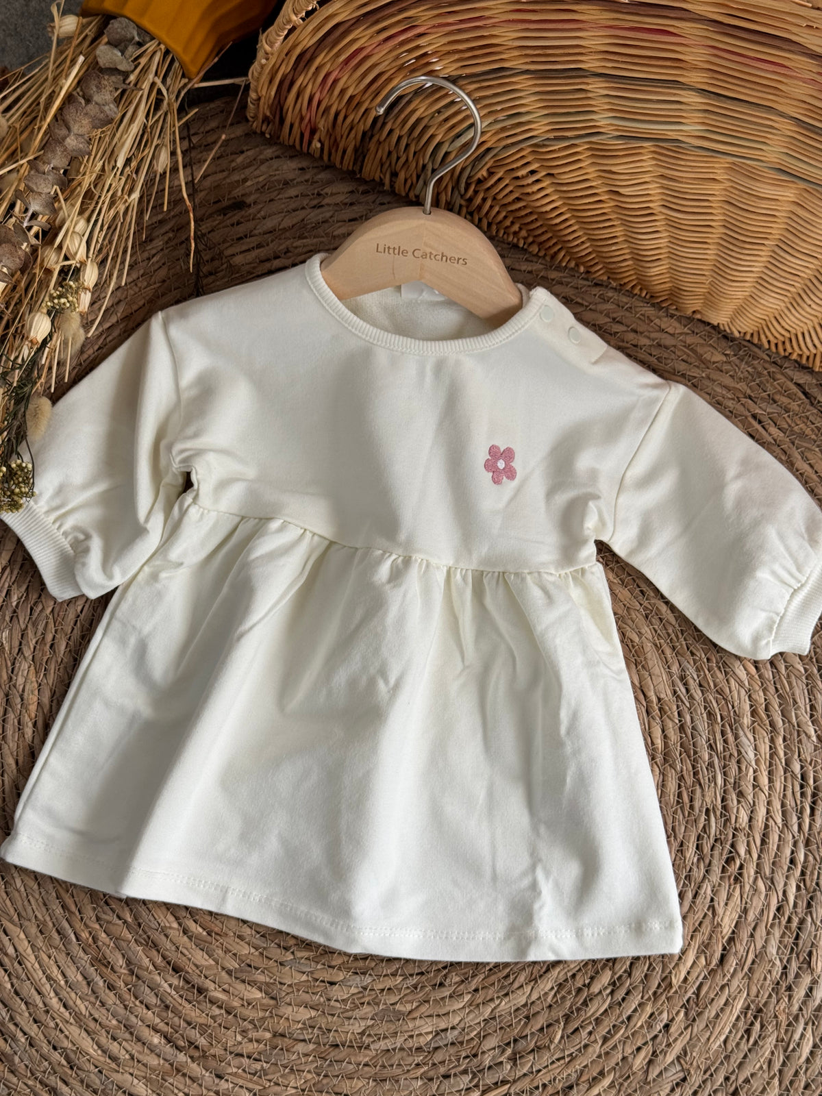 Basic Flower Dress-White