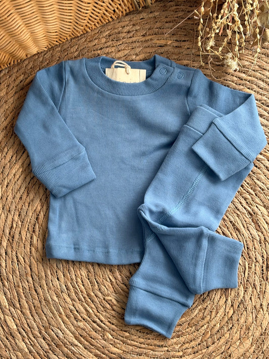 Basic Ribbed Set -Blue