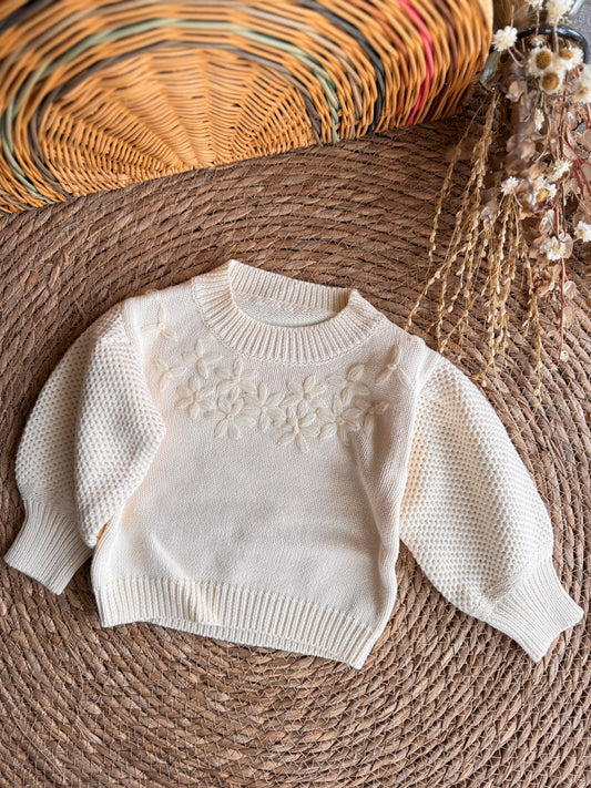 Floral Knit Baby Sweater