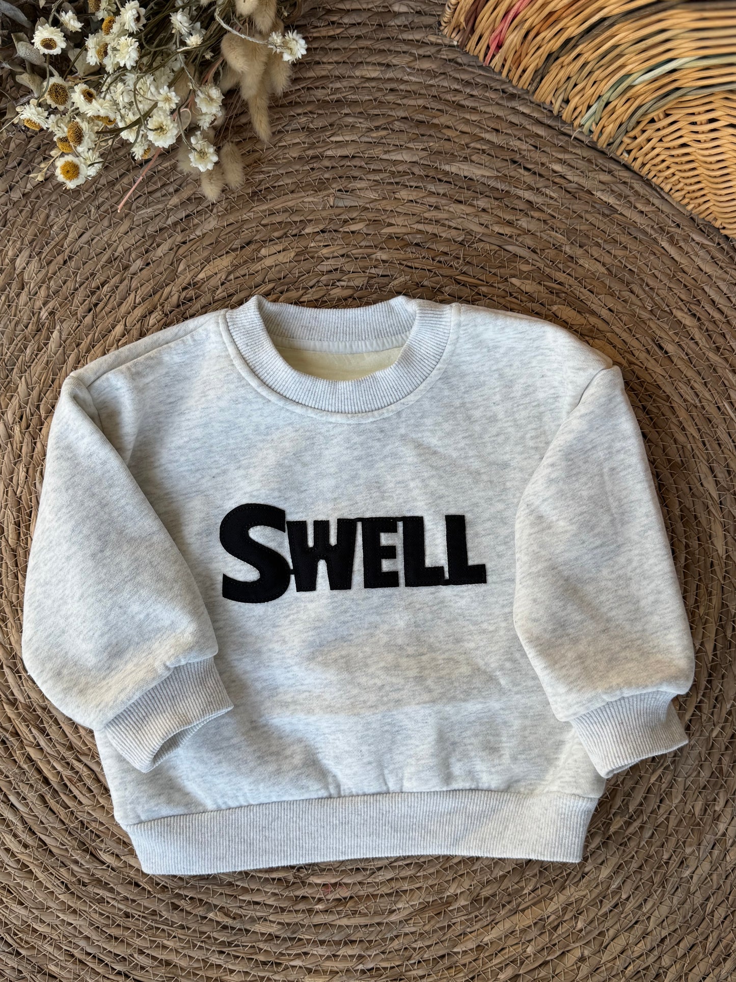 Kids’ “Swell” Fleece-Lined Sweatshirt – Grey