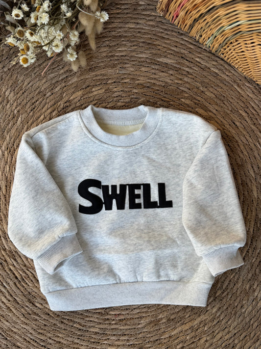 Kids’ “Swell” Fleece-Lined Sweatshirt – Grey