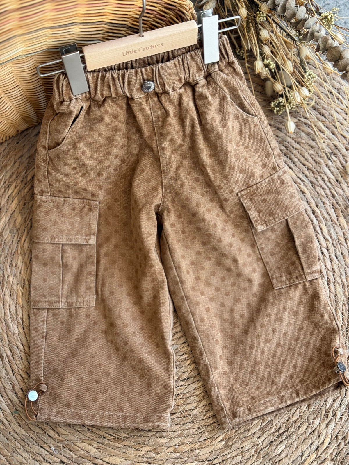 Polka Dot Cargo Pants-Havane