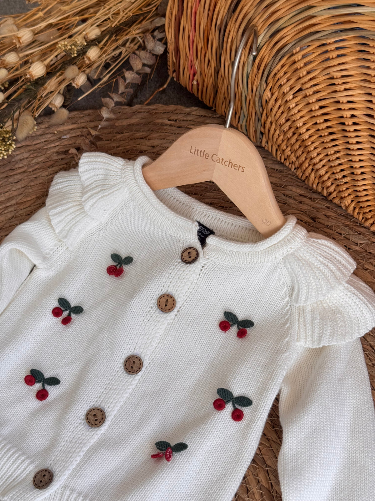 Cherry White Cardigan