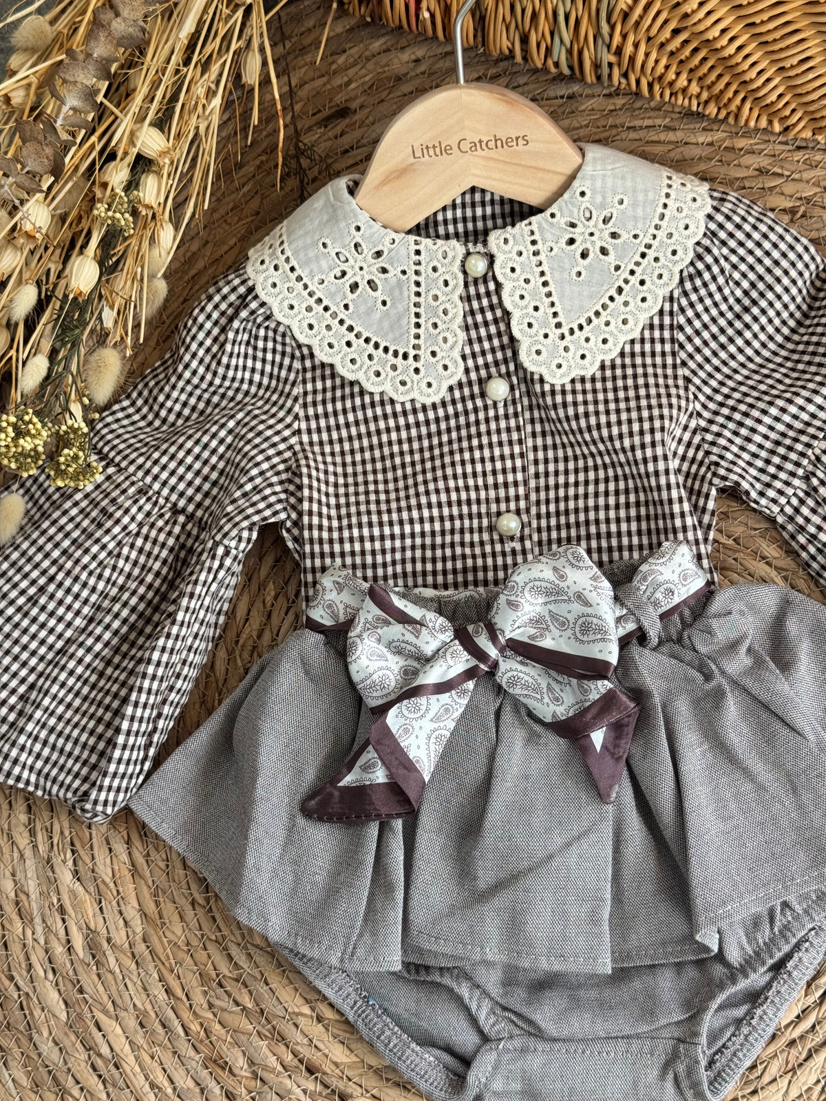 Classic Top And Skirt-Brown