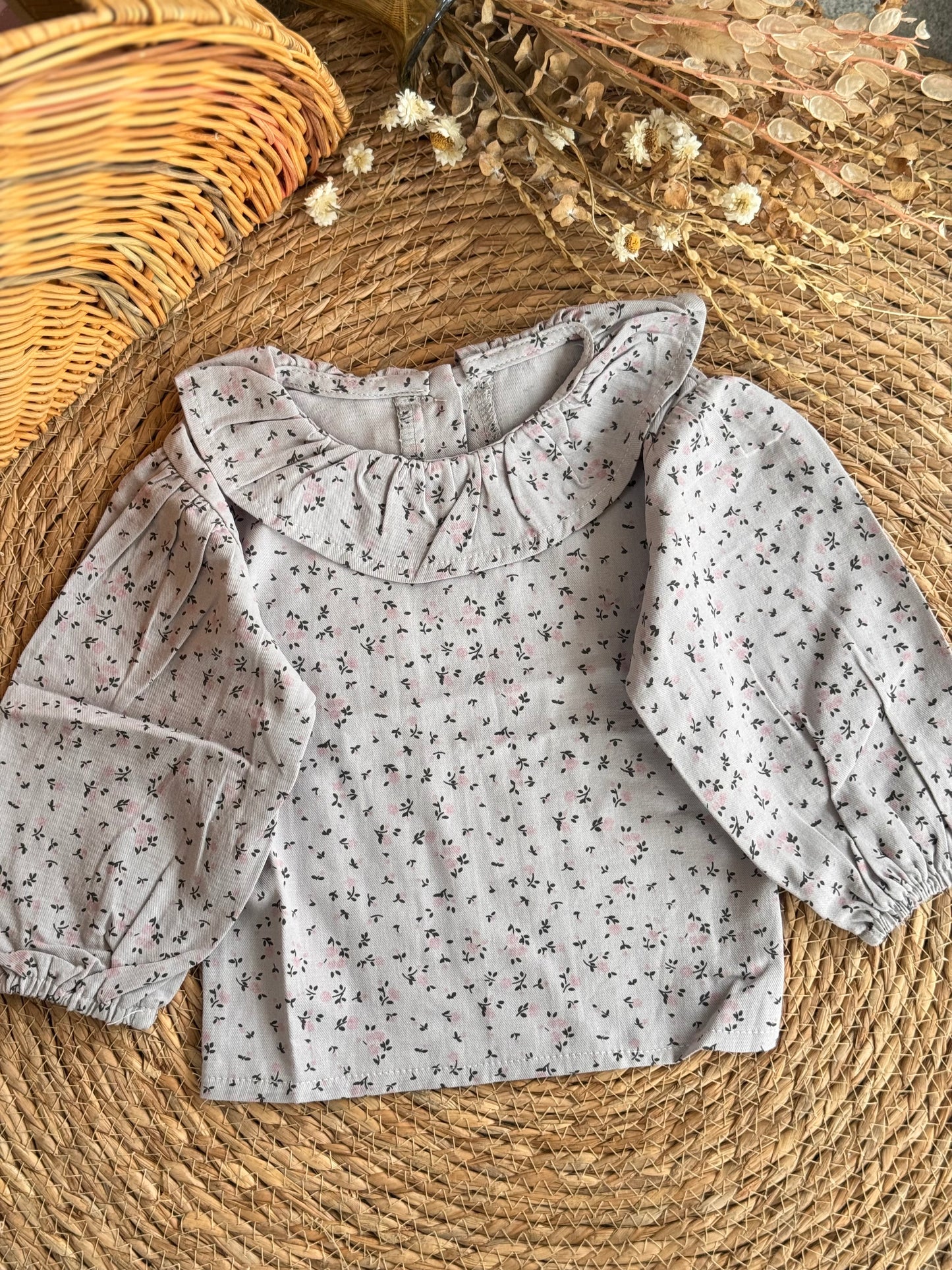 Meadow Ruffle Blouse-Grey