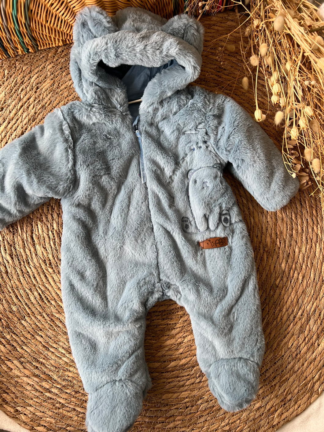 Baby Bear Furry Overall-Blue