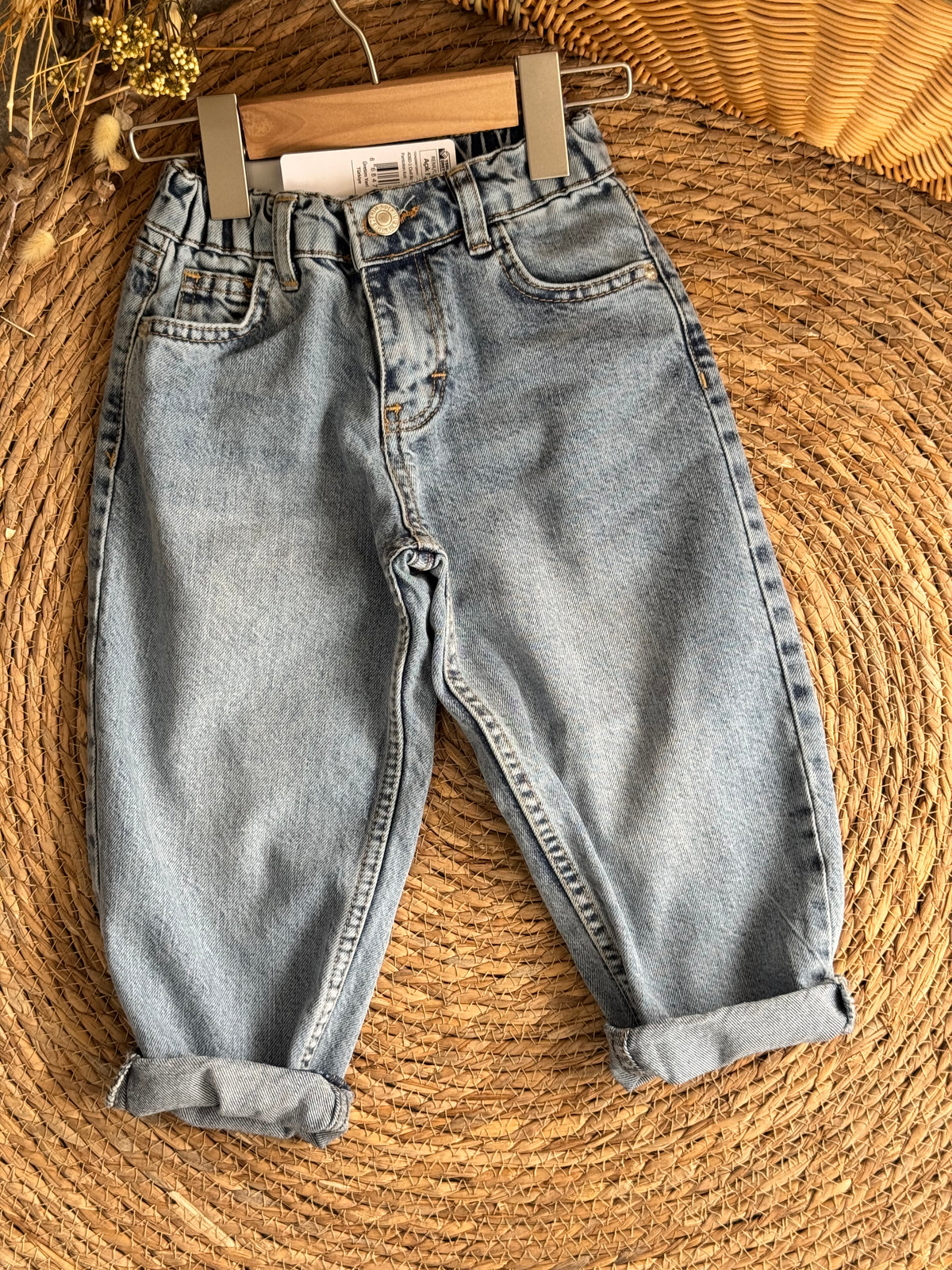 Light Wash Cuffed Denim Pants