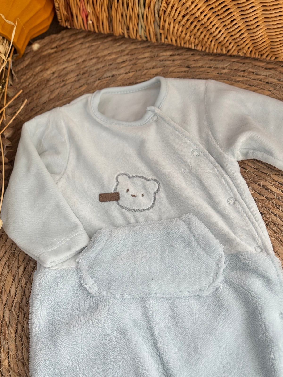 Bear Velvet Overall-Light blue