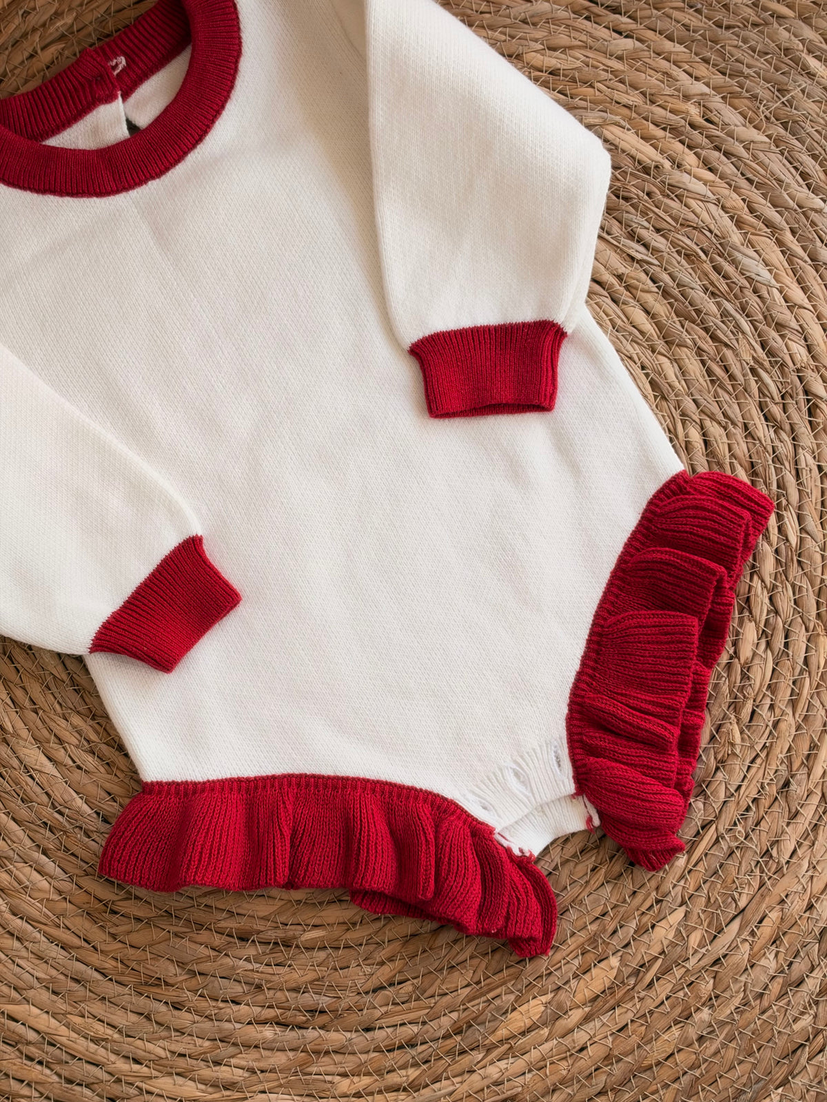 White & Red Ruffle Romper
