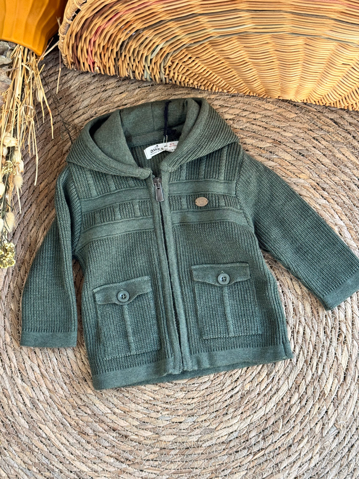 Classic Cardigan With Pocket-Sage green