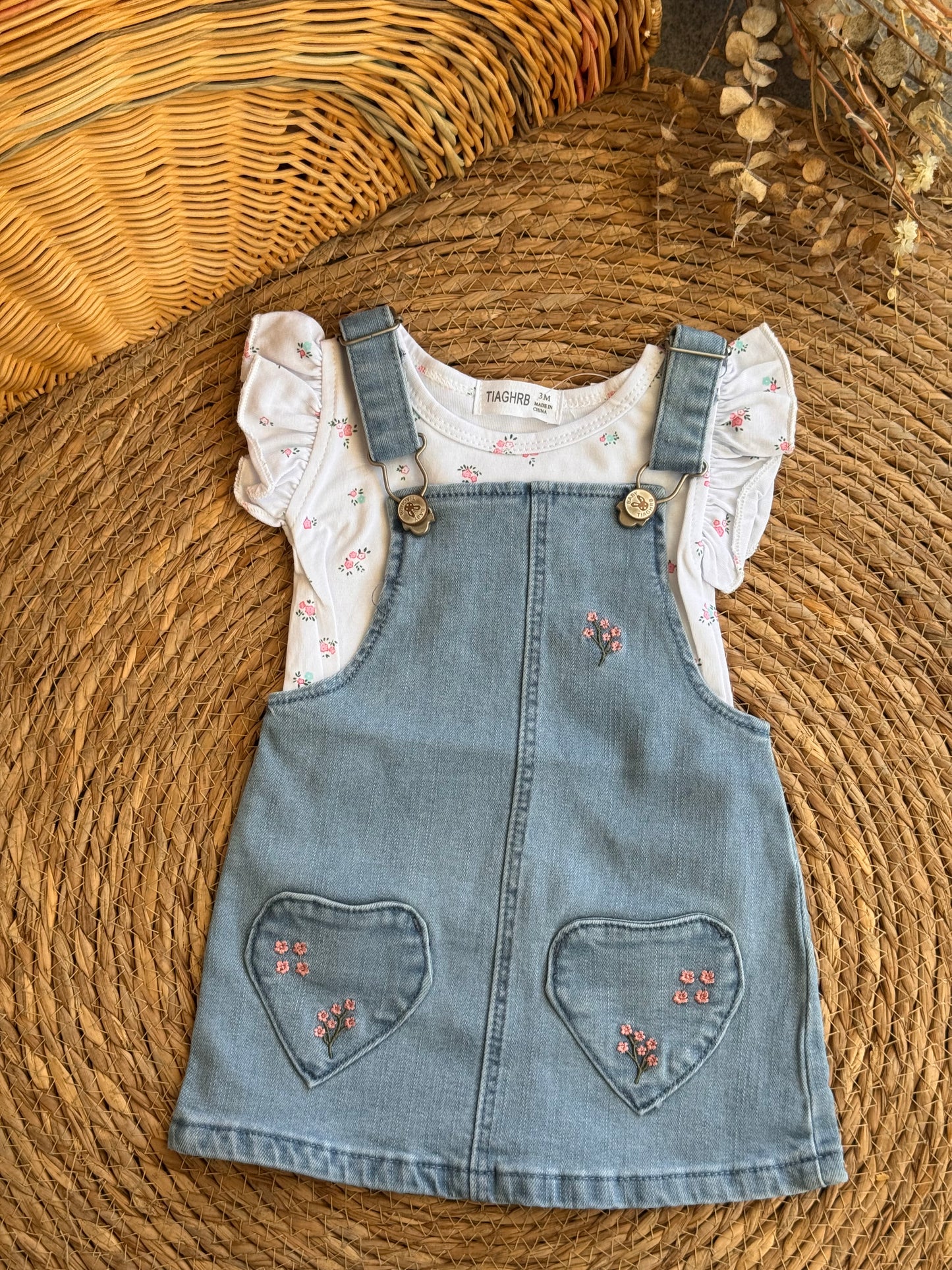 Little Blossom Denim Dress Set