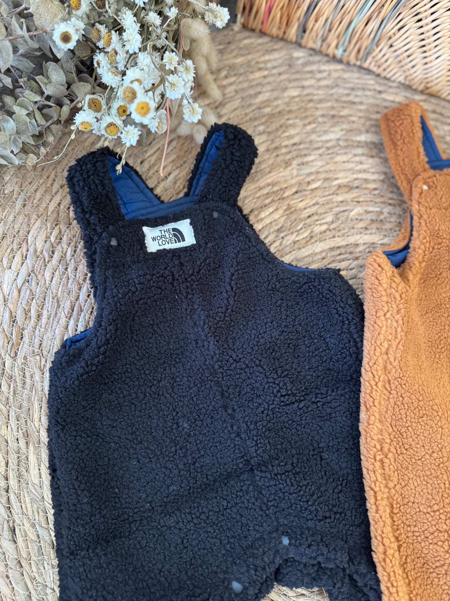 Baby Sherpa Fleece Romper – Black & Brown