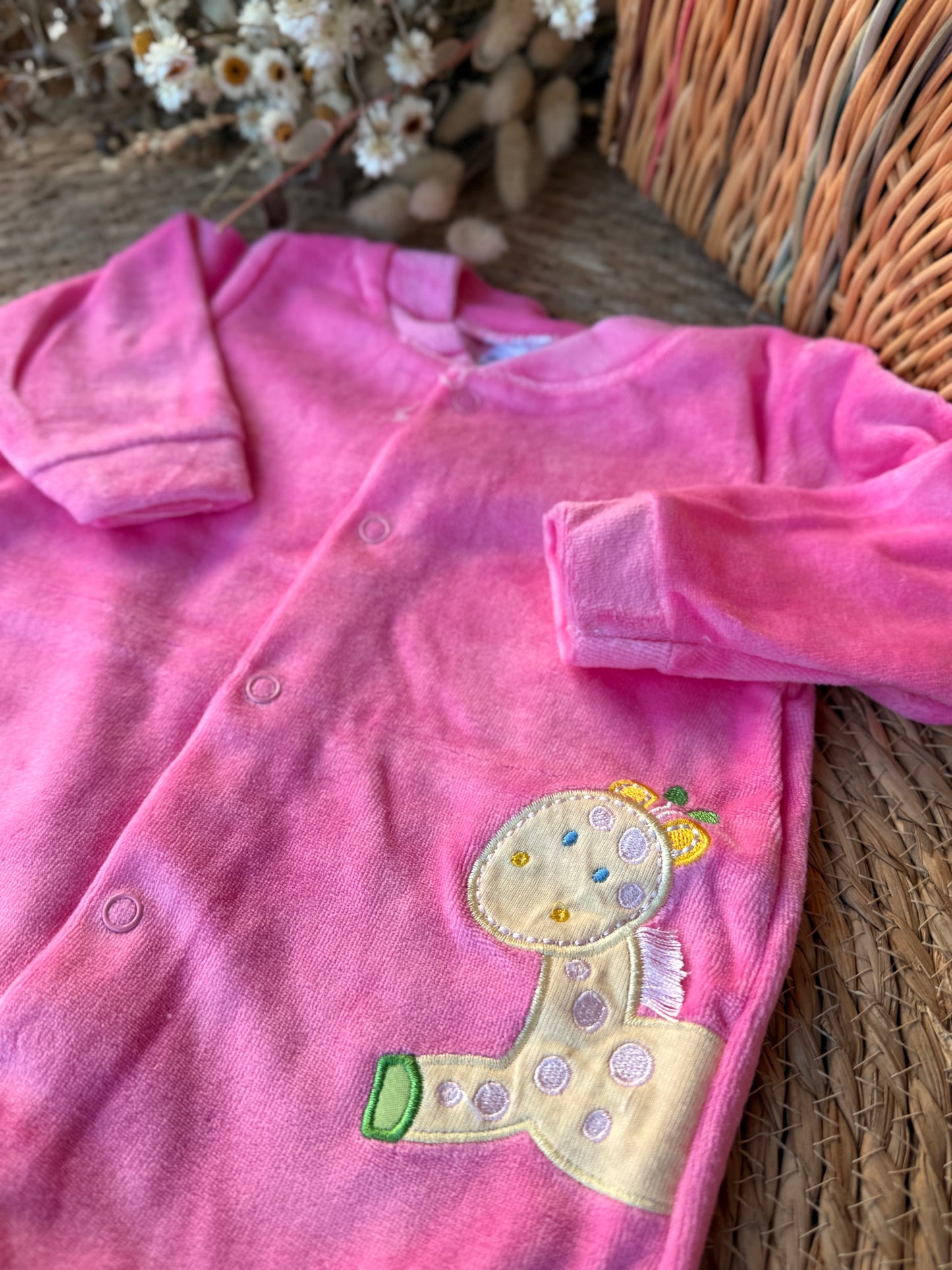 Baby Giraffe Footed Sleepsuit – Pink