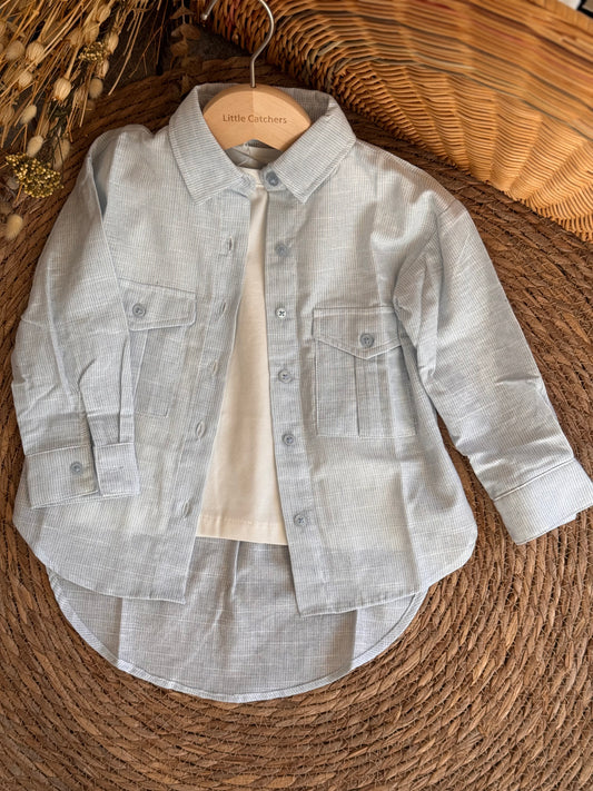 Shirt & T-shirt Set-Blue