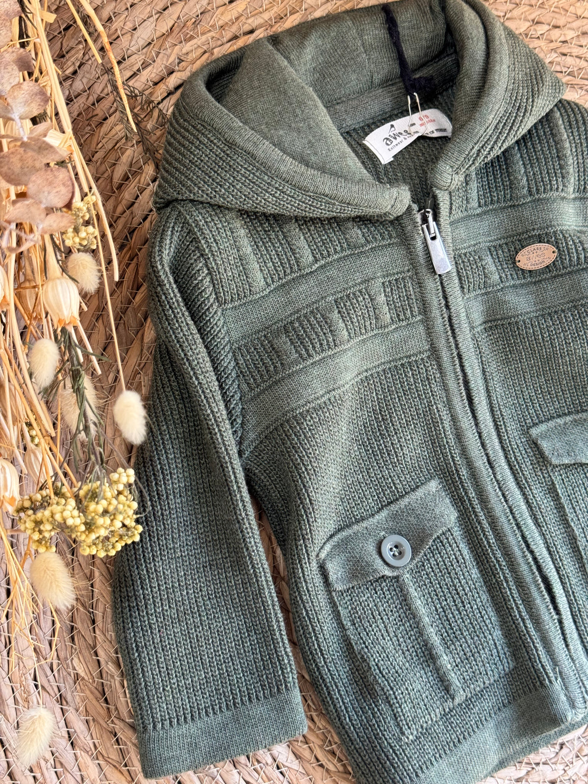 Classic Cardigan With Pocket-Sage green