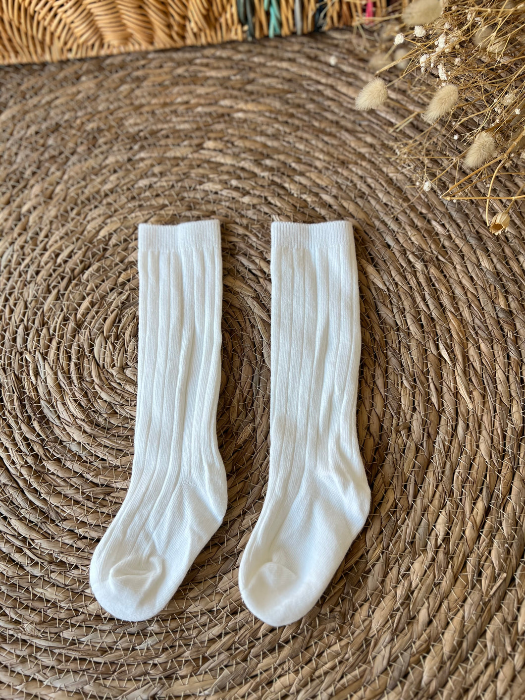 Ribbed Socks-White