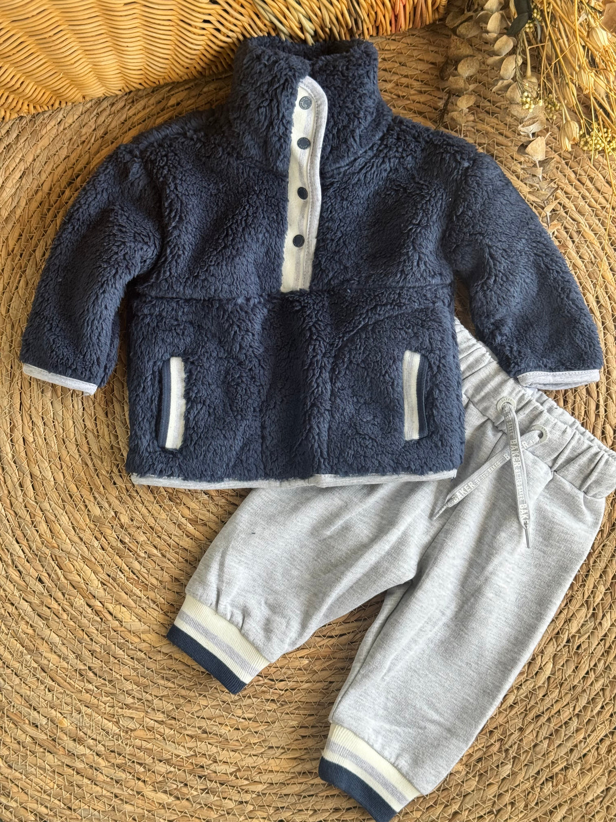 Sherpa Jogger Set - Navy Blue