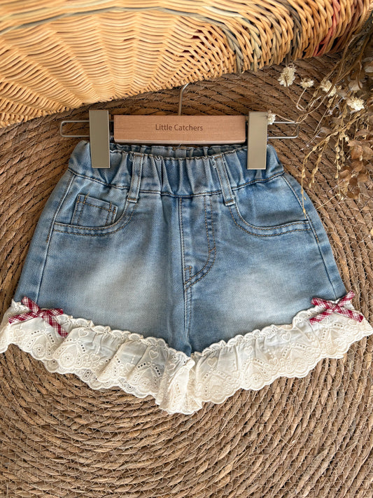 Lace Denim Shorts