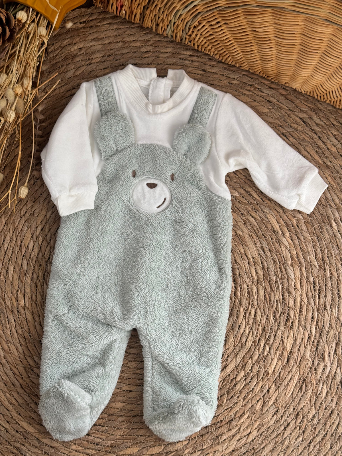 Bear Velvet Overall-Mint