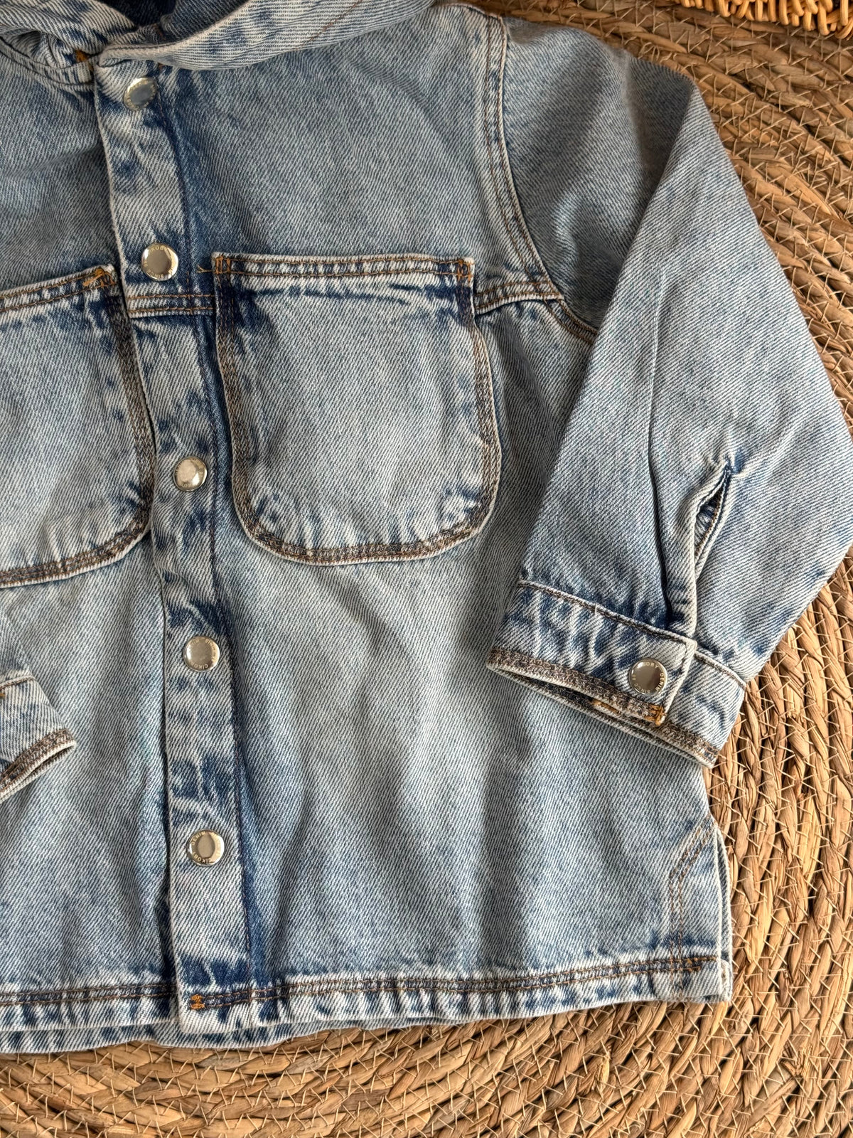 Denim Hooded Buttom-Up Shirt