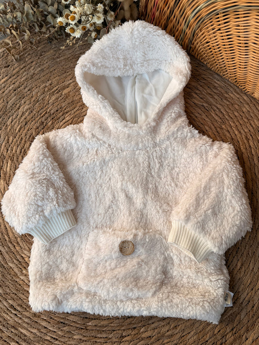 Fluffy Sherpa Hoodie – Cream White