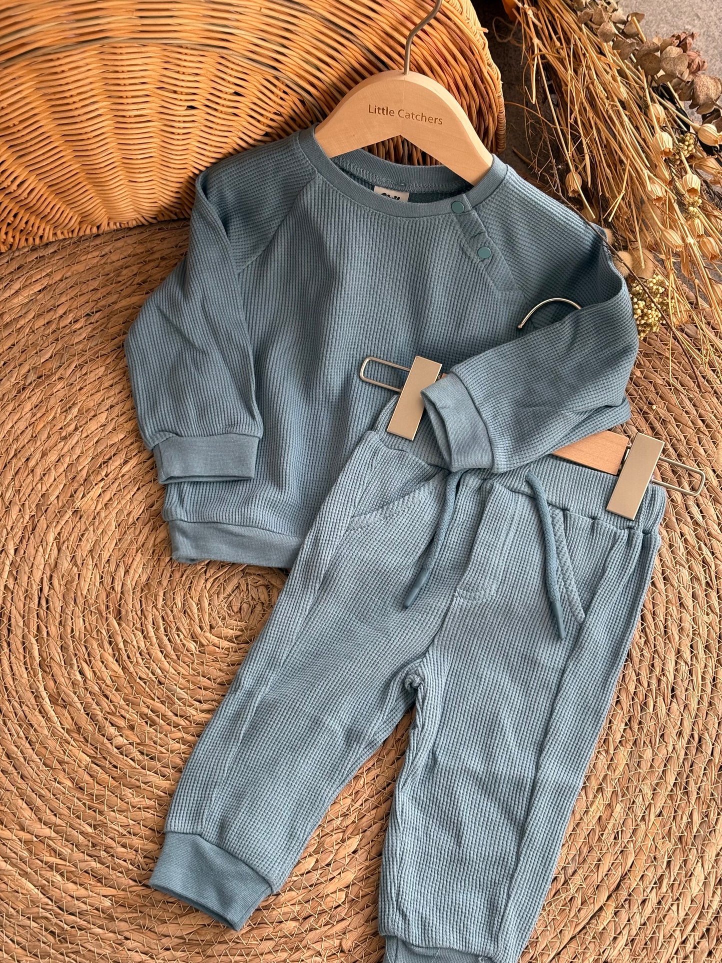 Ribbed Baby Cotton Set-Blue