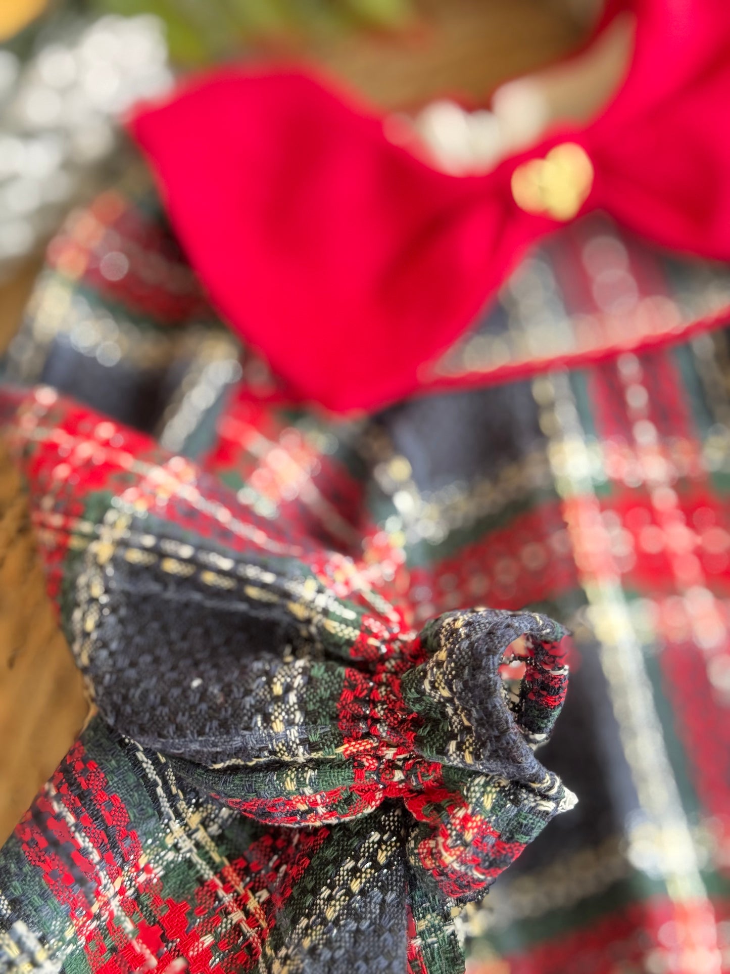 Little Festive Bow Dress – Tartan Red
(Without ballerina)