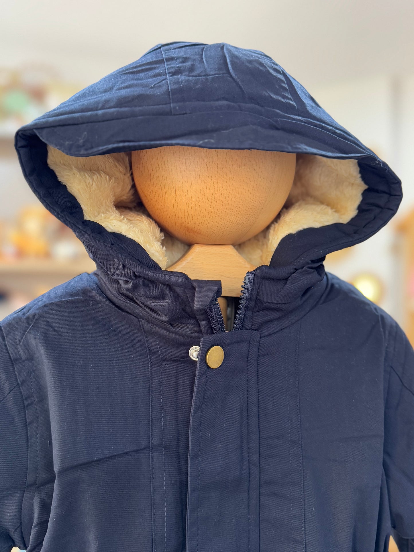 Kids’ Winter Parka Jacket with Faux Fur Lining – Navy