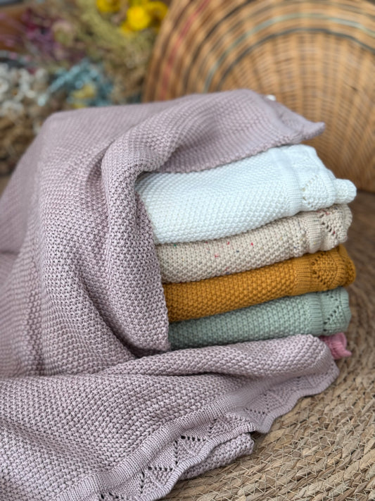 Soft Knit Baby Blanket – Neutral & Warm Shades