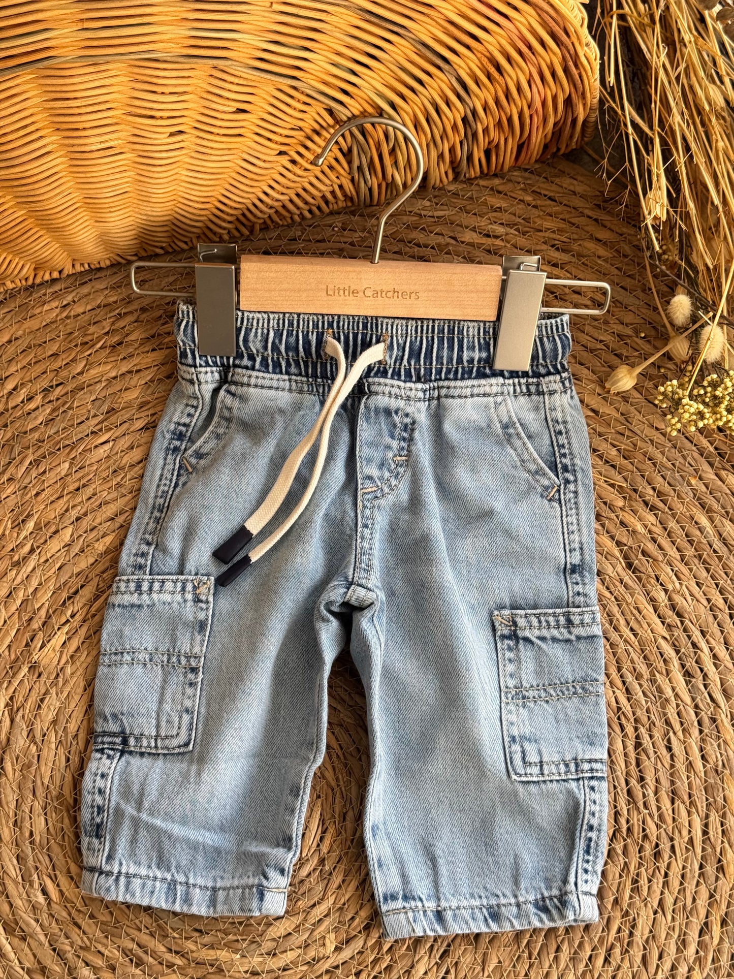 Cargo denim pants