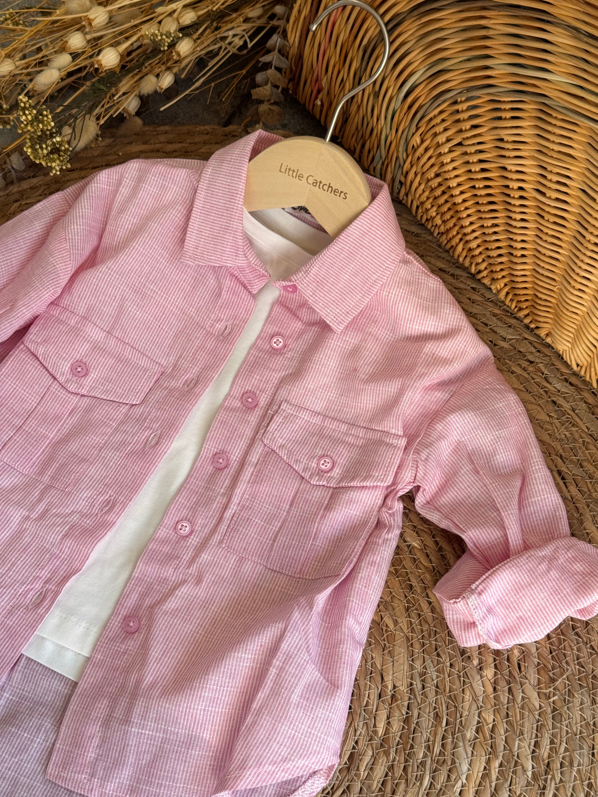 Shirt & T-shirt Set-Pink