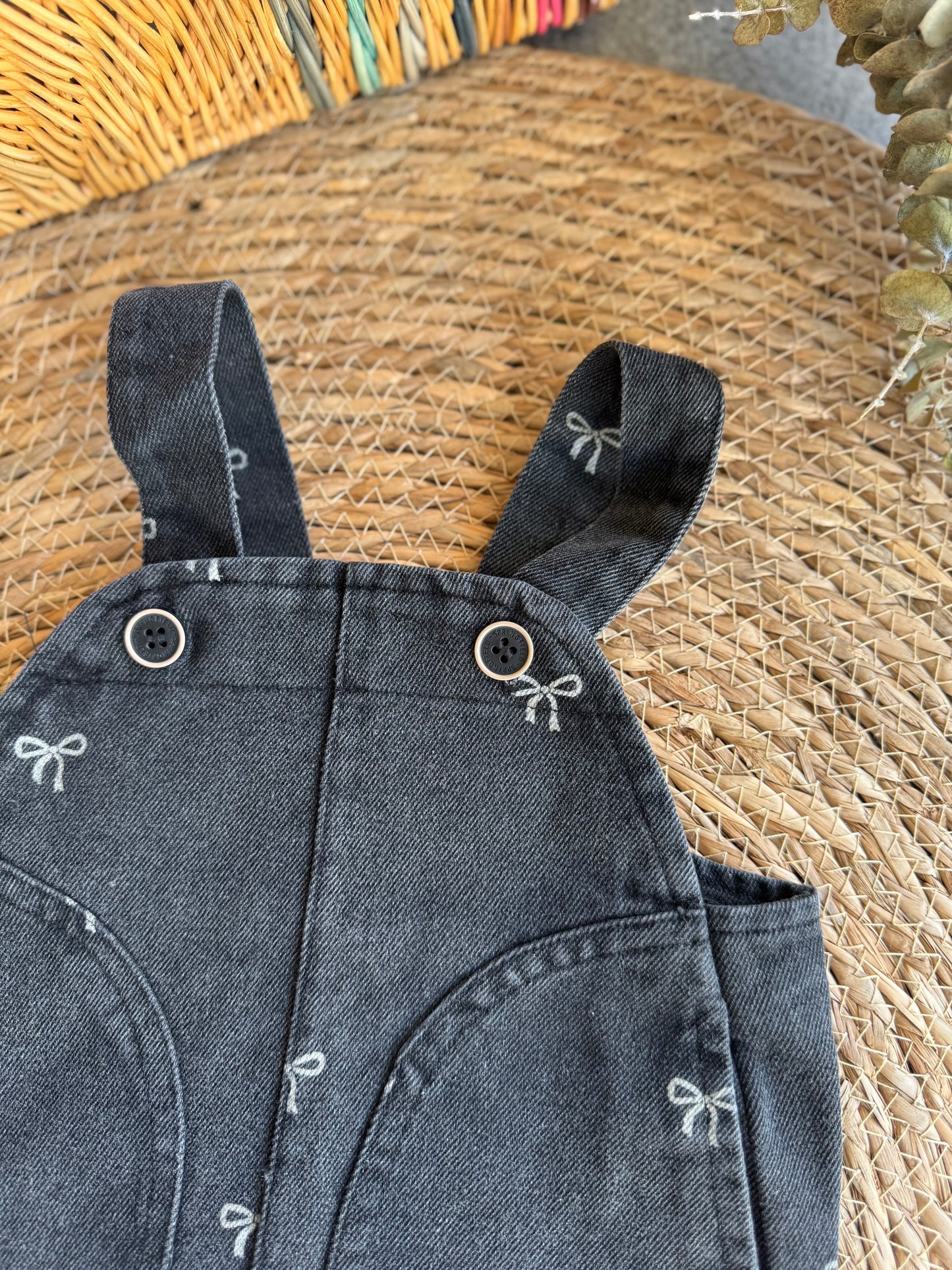 Bow Denim Dress Dungaree
