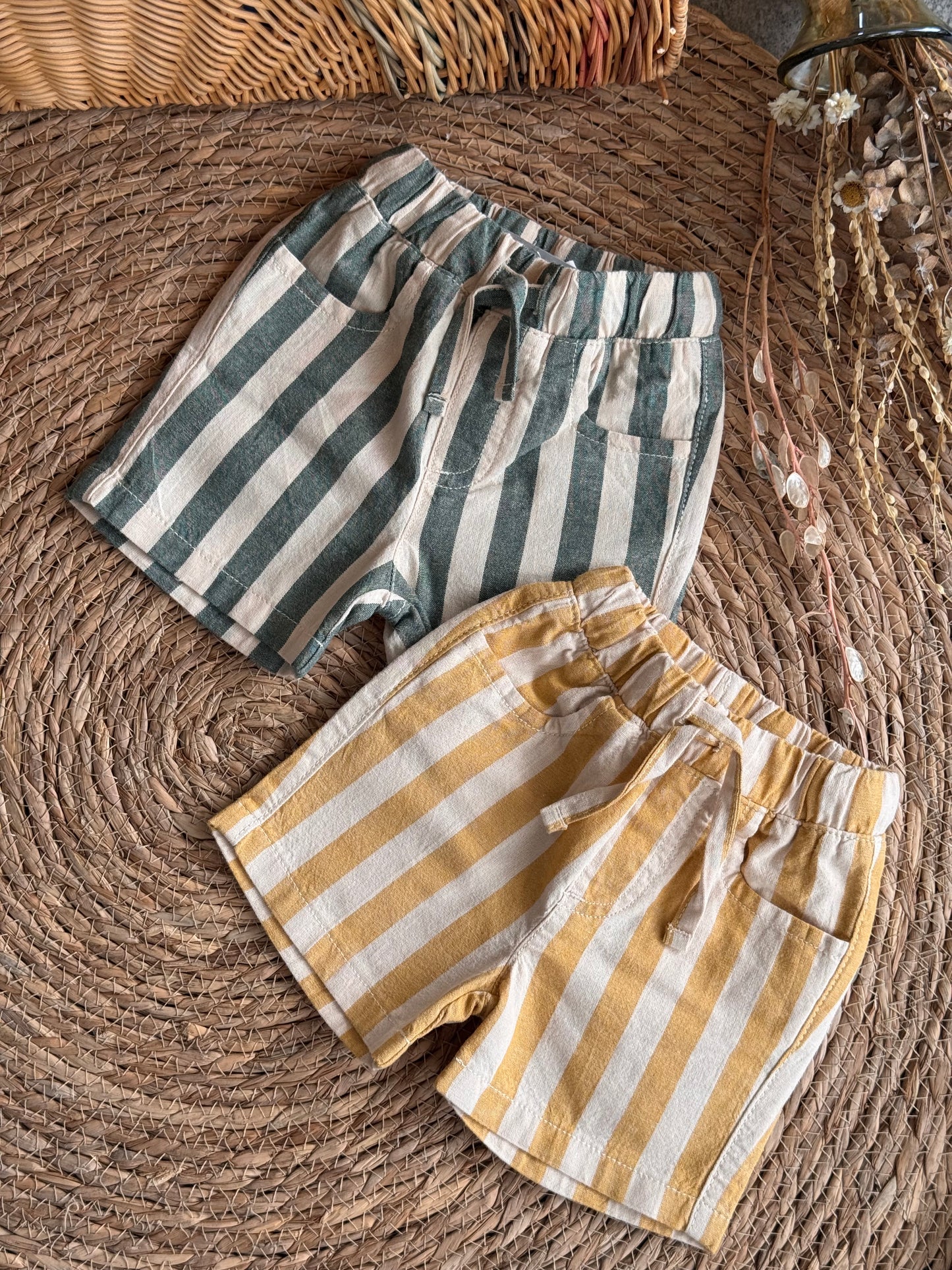 Sunset Stripe Linen Shorts