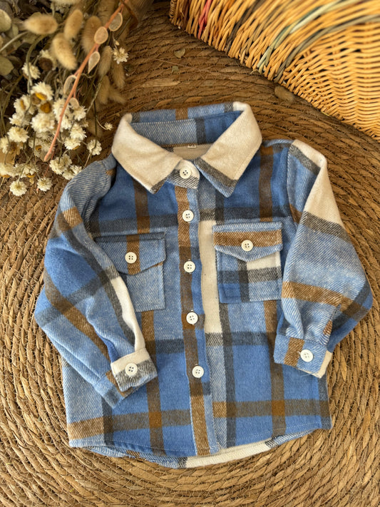 Plaid Baby Shirt Jacket- Blue