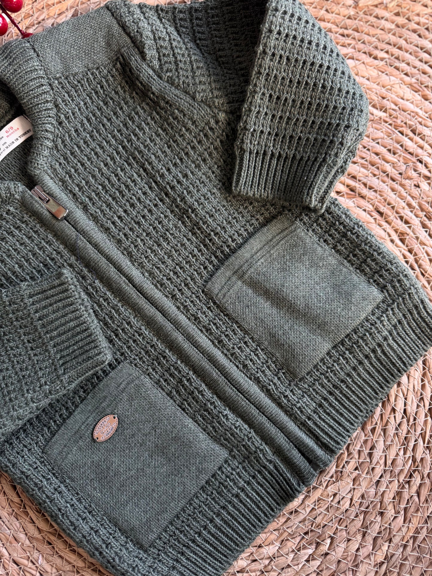 Little Forest Knit Zip Cardigan – Olive Green