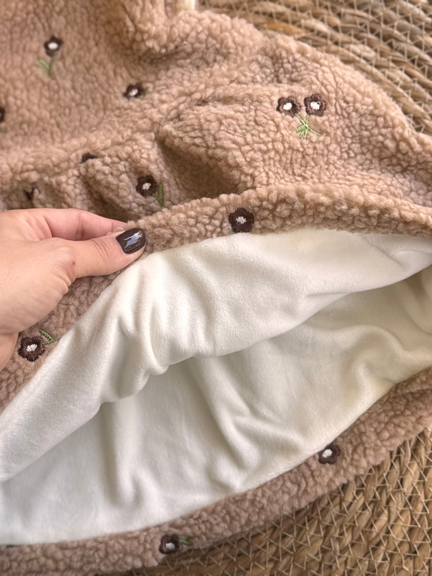 Blossom Sherpa Flutter Dress-Brown