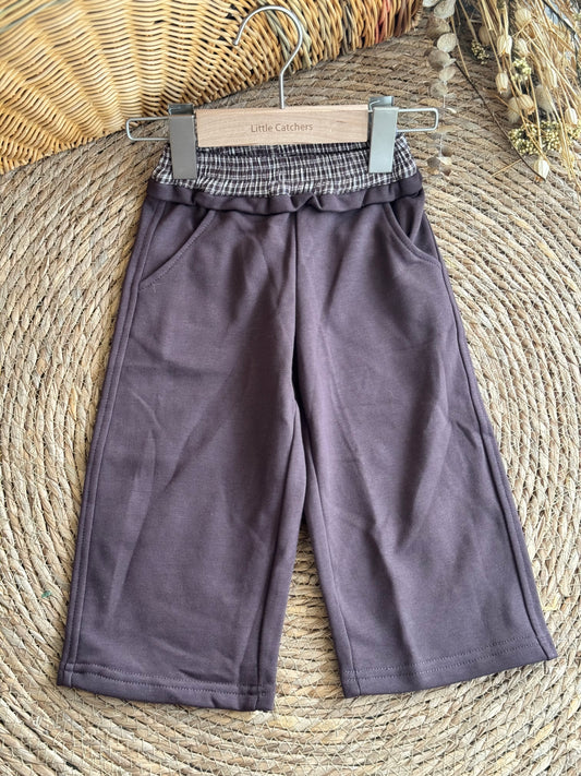 Ruffle Waist Sweatpants-Brown
