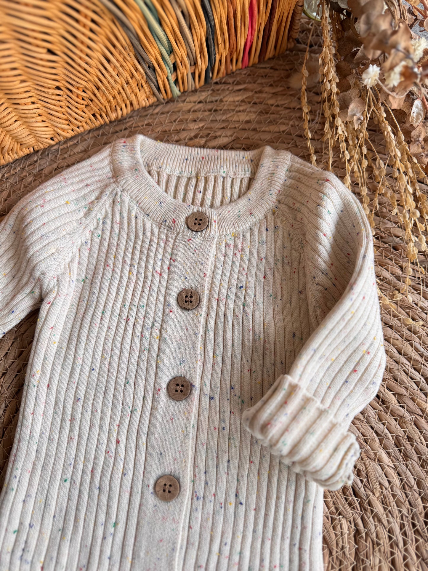 Pure Knit Baby Onesie-Confetti