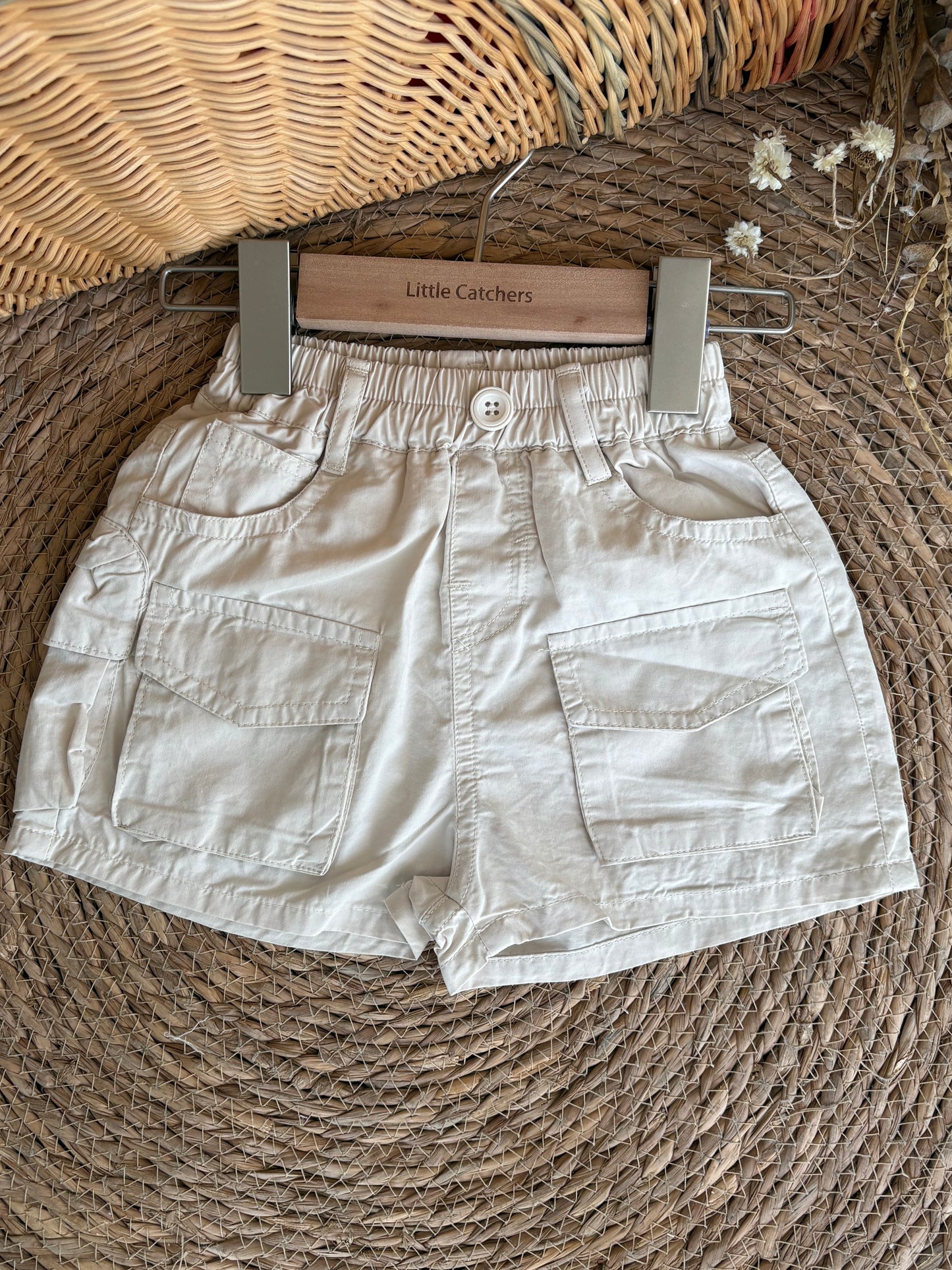 Beige Cargo Shorts